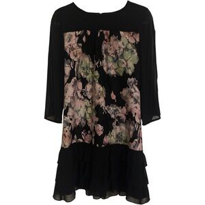 Vintage Gimos Butterfly Leaf Floral Long Sleeve  Dress